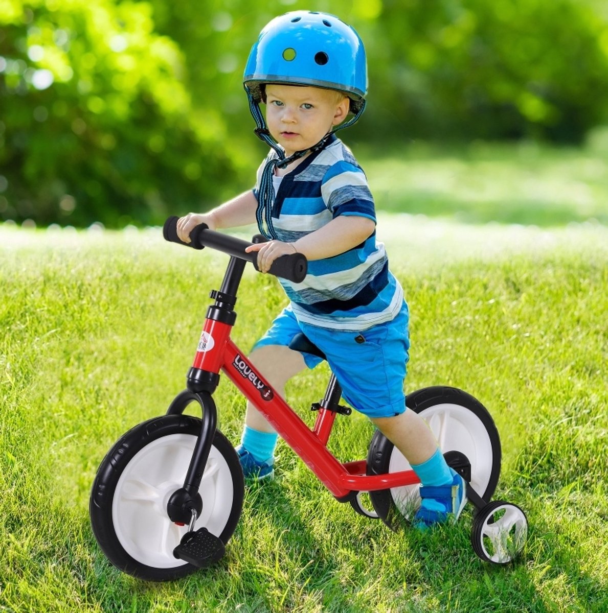 COVREO Kinderfiets 85x36x54 cm rood, van metaal met pedalen en zijwielen
