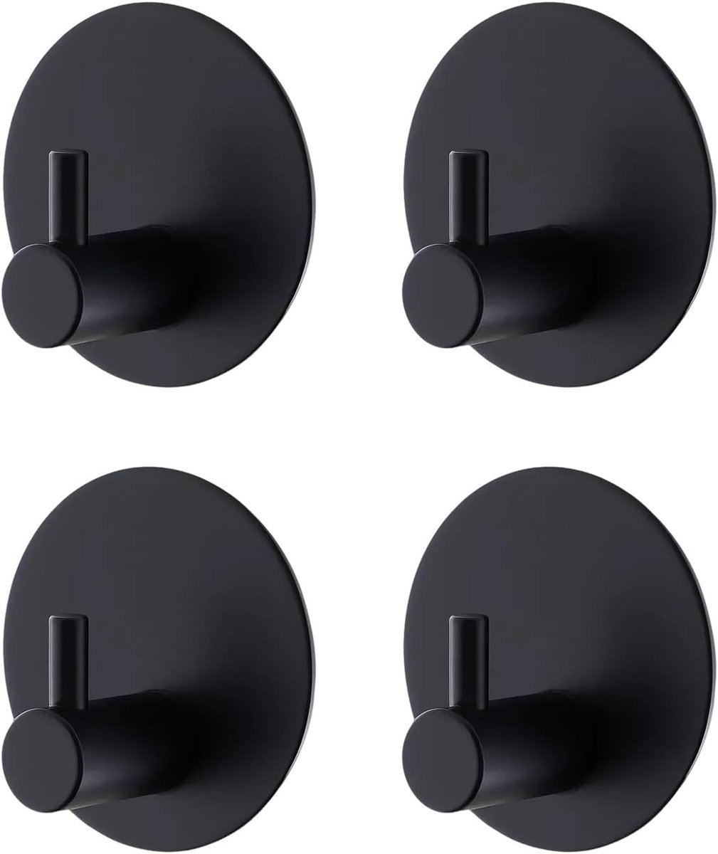 Set van 4 zelfklevende wandhaken voor badkamer, keuken en kantoor - roestvrij staal, waterdicht en eenvoudig te installeren, ideaal voor handdoeken en accessoires