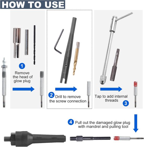 Glow Plug Reparatie Kit Voor Demontage Met M8 M10 Draad Voor Audi Mercedes CDI VW Opel — afbeelding 3