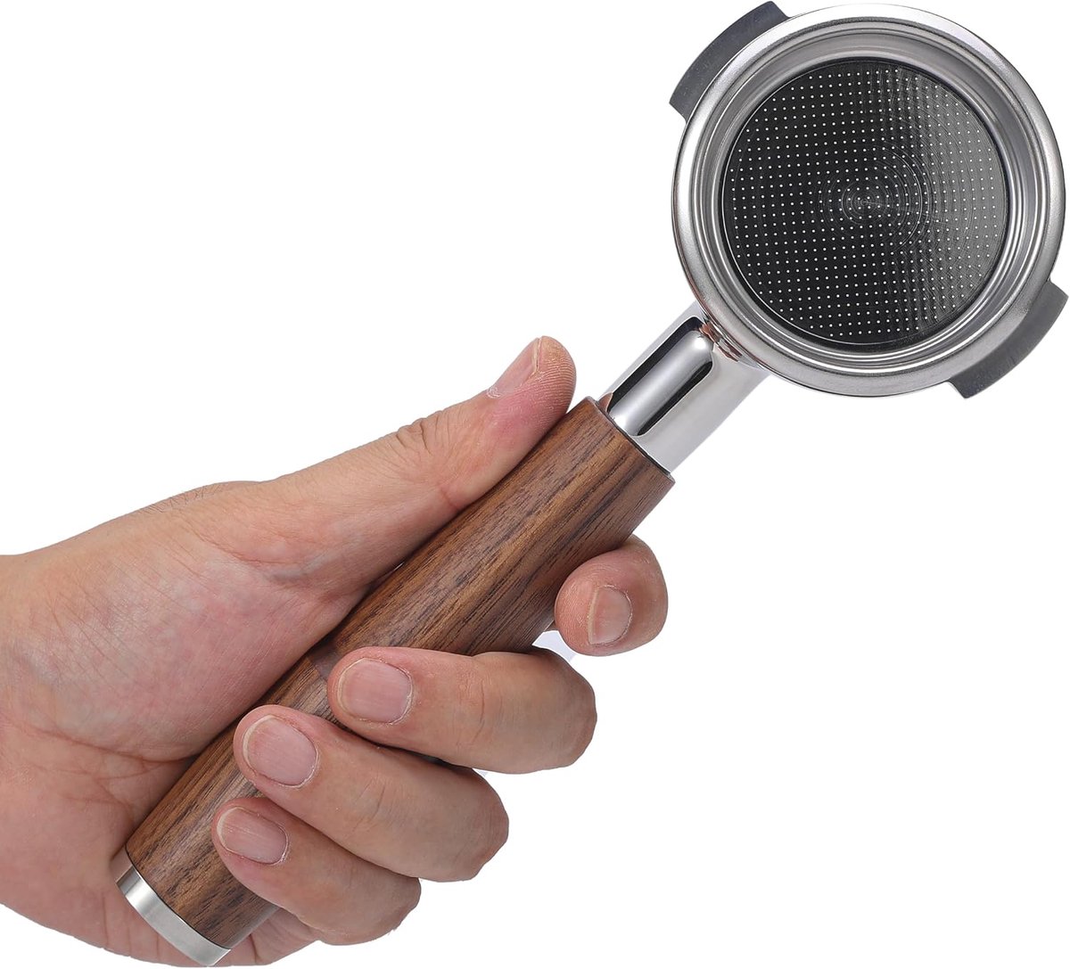 58mm Bottomless Portafilter voor E61 Group Head – Professionele Walnoot Naked Portafilter– Compatibel met Rocket, Lelit, Ascaso, Profitec, ECM, Flair 58 en meer