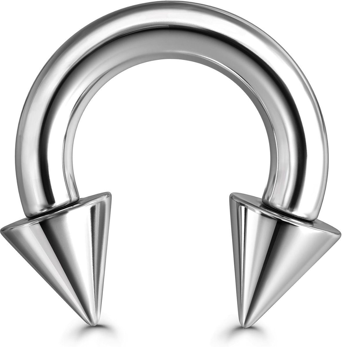Ringen 6G 8G 12G - Hoefijzer Circulaire Barbell Spikes Uitgerekt Pincher Neus Piercing Sieraden ASTM F136 Titanium Oorbellen voor Vrouwen Mannen Zilver 10 mm 12 mm