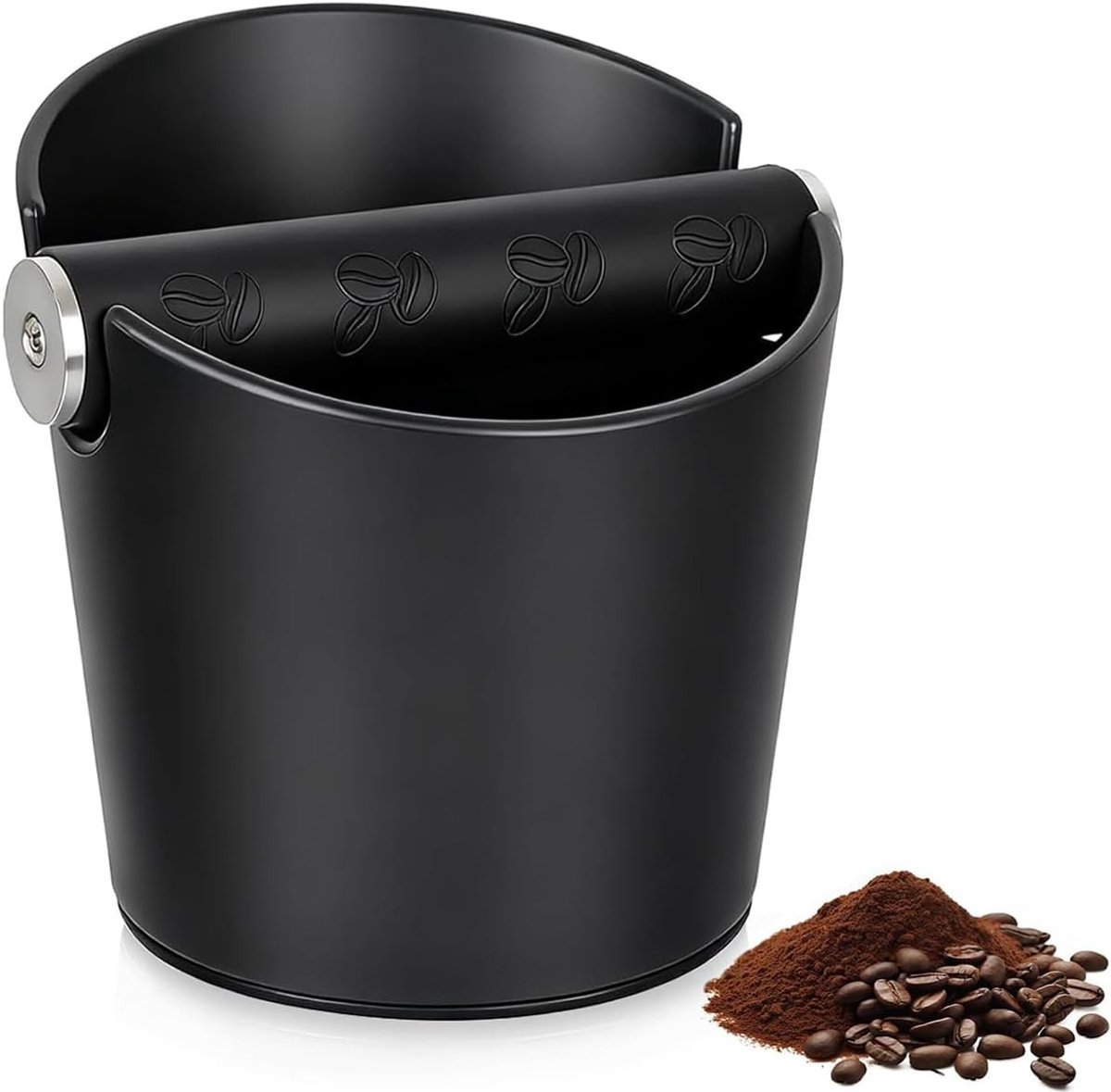 Afklopcontainer voor espresso, schokabsorberende knock-box met afneembare metalen klopstang, antislip basis, zwart, voor barista en koffieliefhebbers