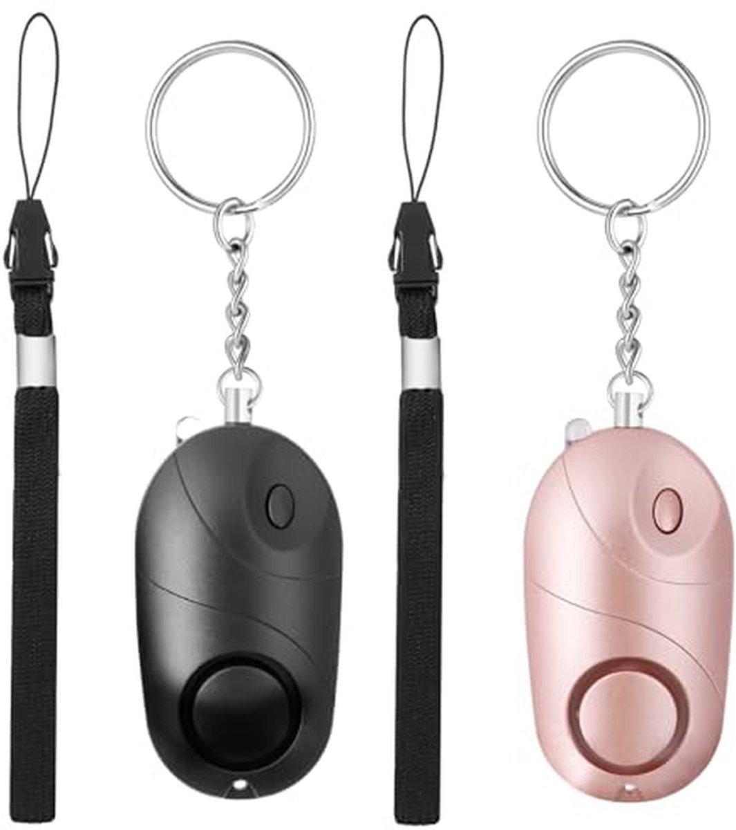 Persoonlijk Alarm - Noodalarm Sleutelhanger - Persoonlijke Veiligheid - 140 dB Geluid - 2 Stuks - Roze Zwart