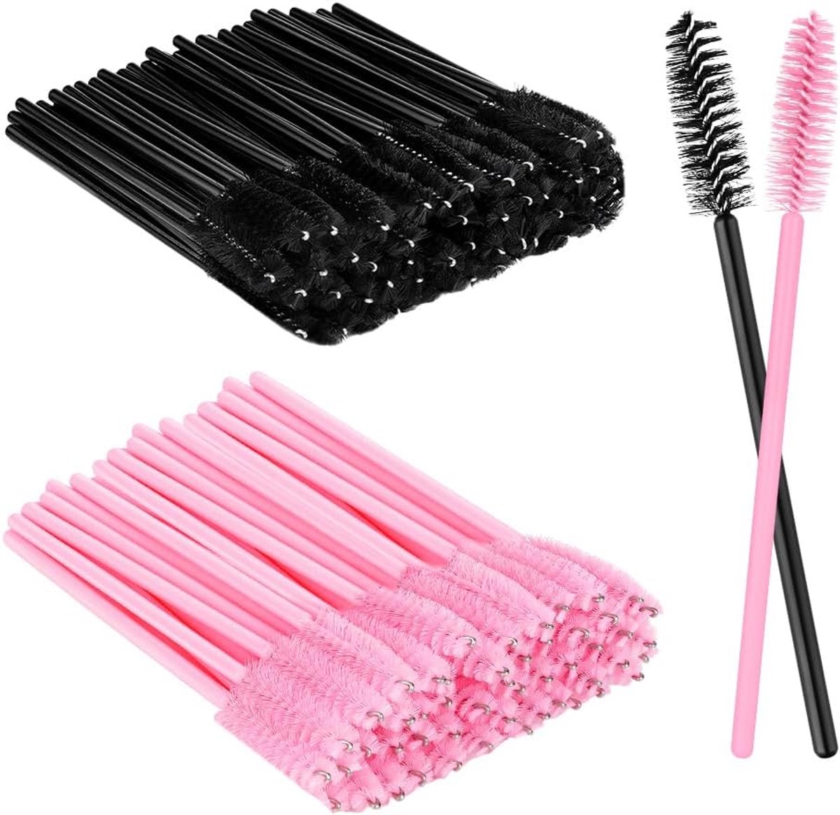 100 stuks wegwerpwimperborstels, wimperextensionsborstels, wimperextensionsaccessoires, wimperborstel voor schoonheidssalons en thuisgebruik, cosmetische borstel voor valse wimpers (set A)