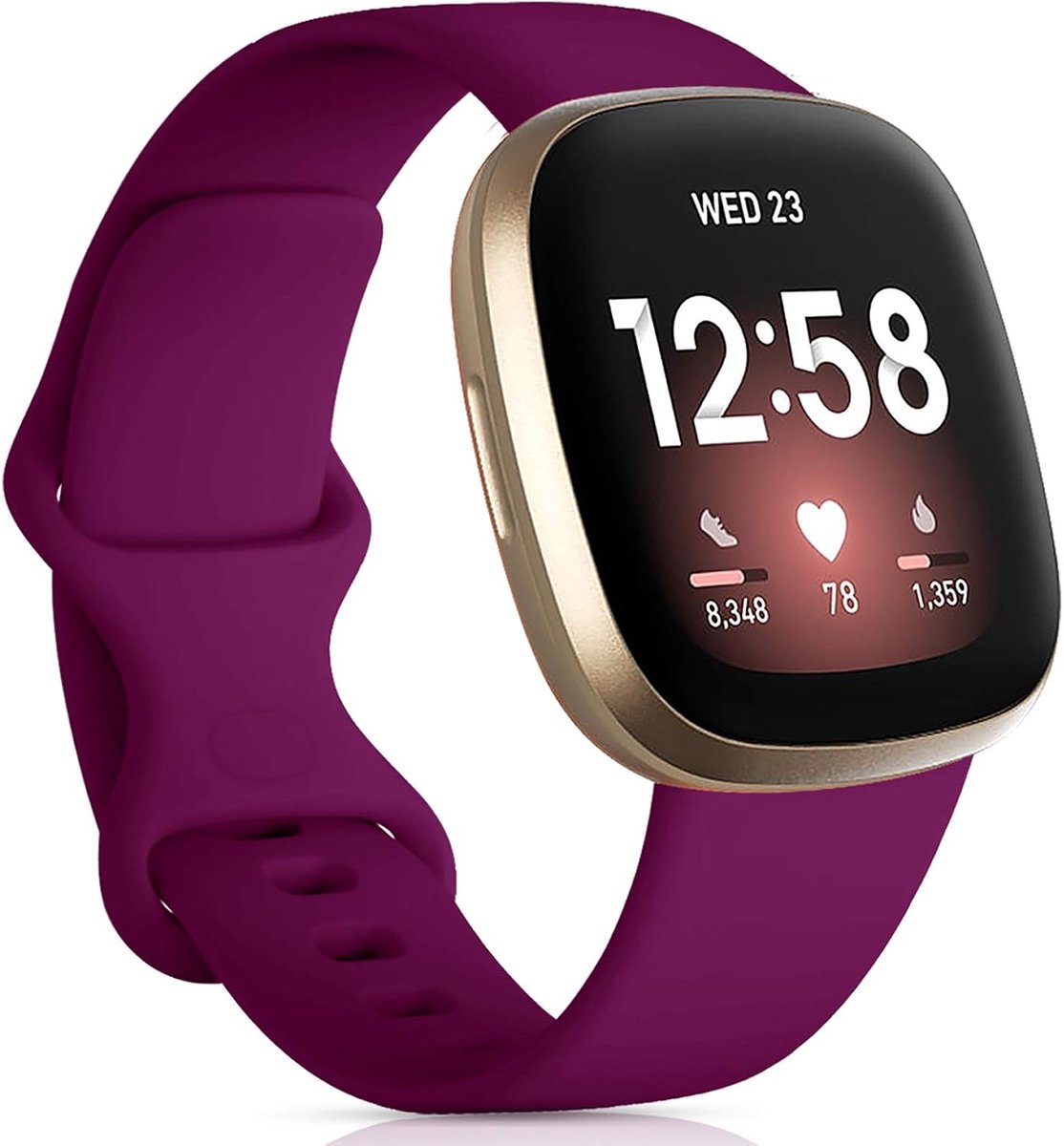 Compatibel voor Fitbit Versa 4/Fitbit Versa 3/Fitbit Sense 2/Fitbit Sense, sportief zacht vervangend siliconenbandje voor Versa 3/Versa 4/Sense/Sense 2 voor dames en heren, Small, Fuchsia