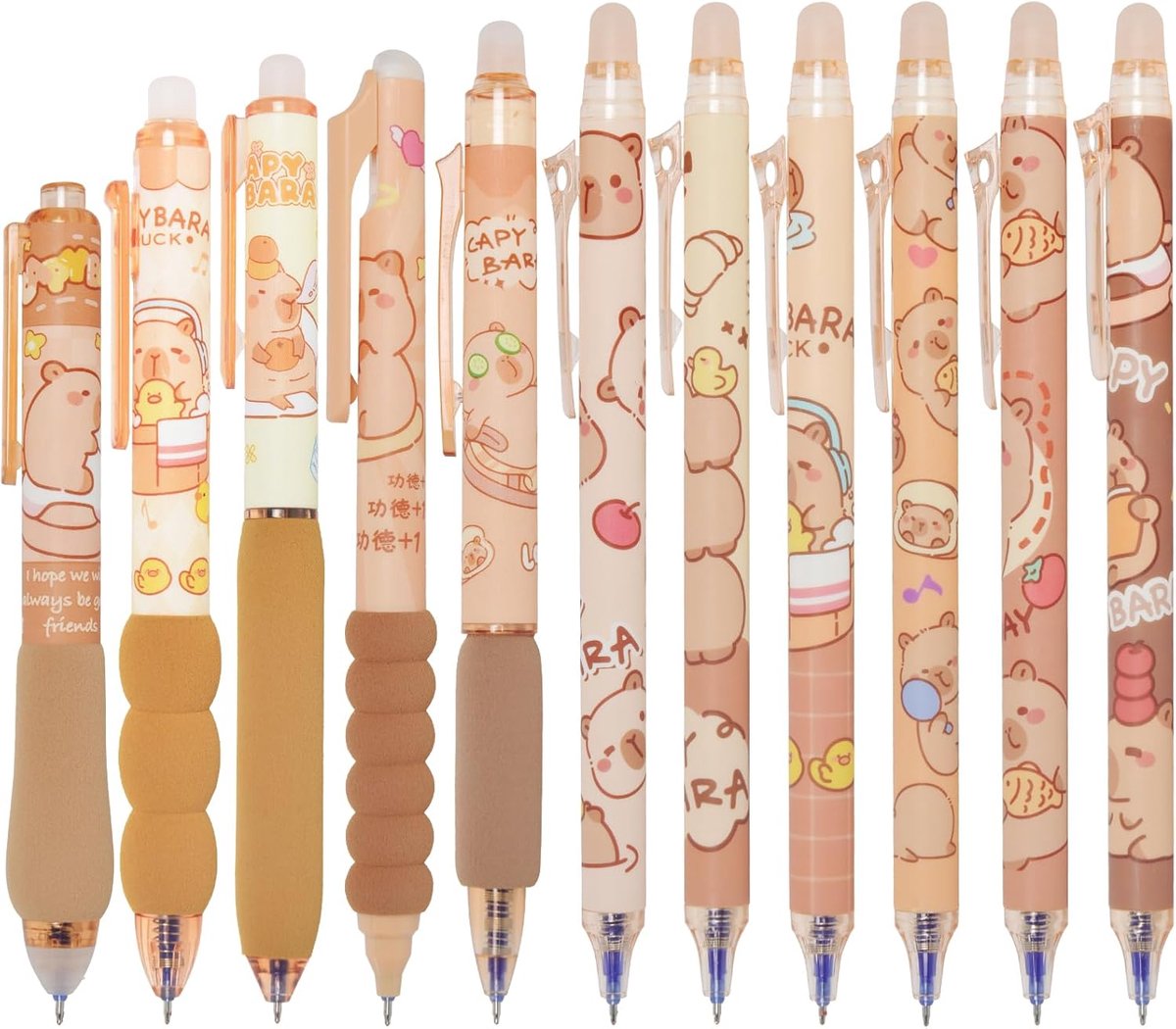 Ballpoint pen set 11 stuks - erasable - capybara design - ideaal voor kinderen en studenten - ShopVlot