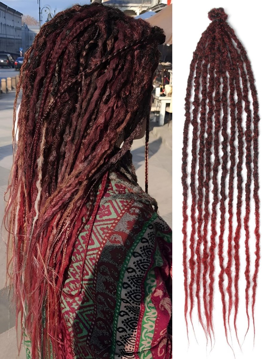 Dreadlocks Uitbreiding 24 Inch Dunne Synthetische Dreads SE Zachte Gehaakte Vlechten 10 Strengen/Pakket Handgemaakte Hip Hop Stijl Extensies, 1b/bug#