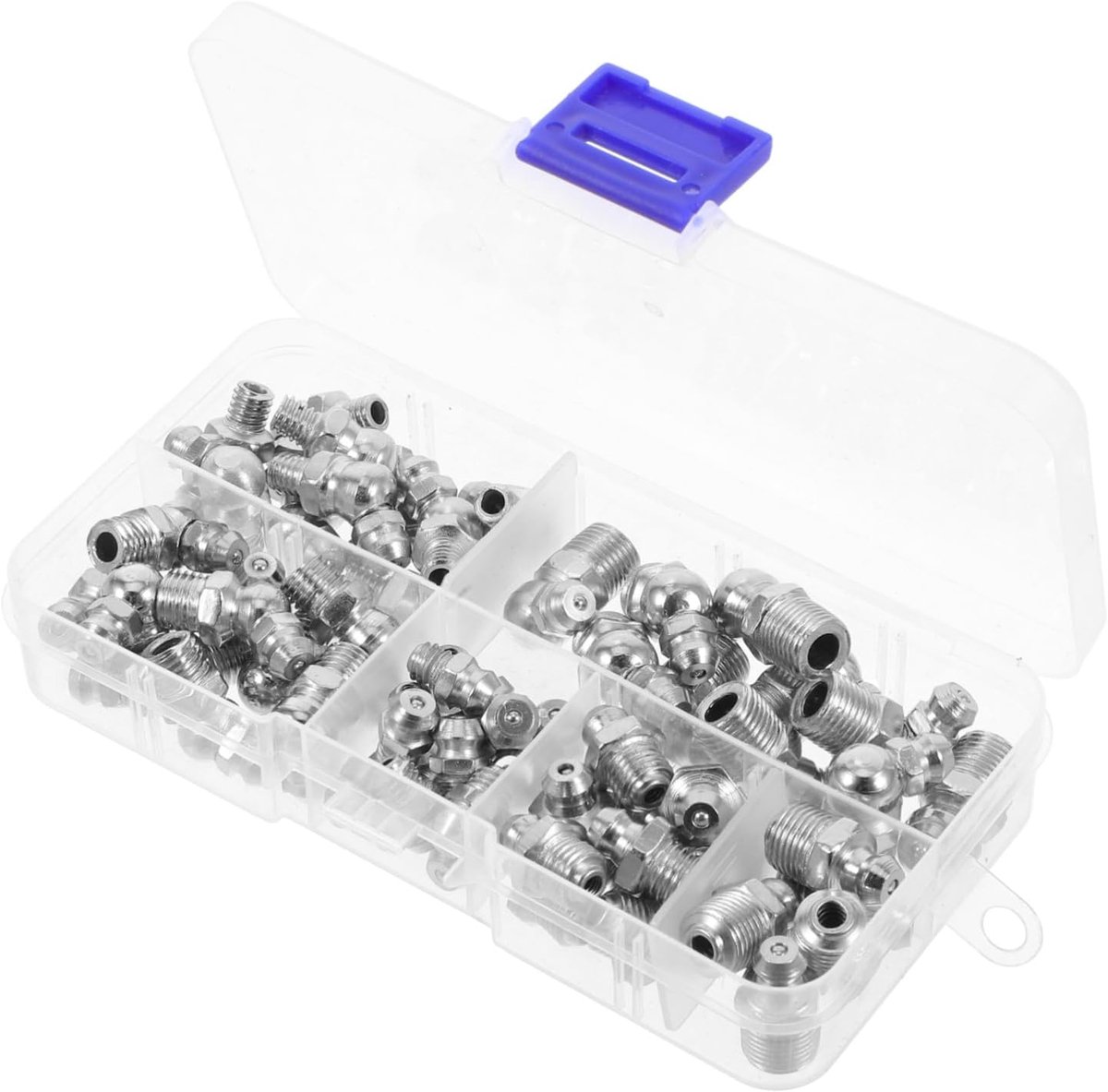 iplusmile 60 Stuks Smeer tepel schuine smeernippel vet mondstuk RVS smeernippels smeernippel assortiment kit vet sproeiers assortimentsset smeernippels smering deel Roestvrij staal Zilver
