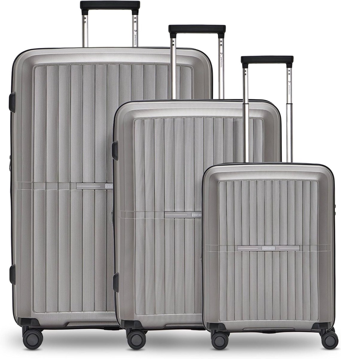SnelShoppen - Pactastic Hard Trolley met Wieltjes 01 & 01+, Grijs-Koffie Metallic, Lichtgewicht Reiskoffer voor Vakantie, Weekendje Weg, Camping en Da