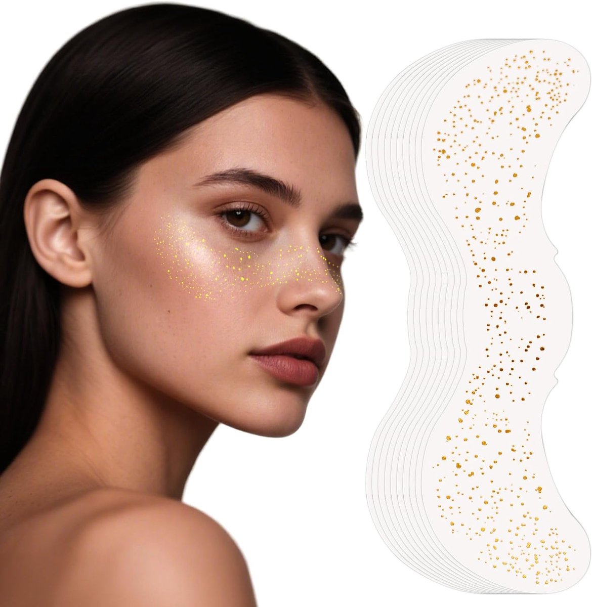 Tijdelijke glitter tatoeages - Sparkle Dust gezichtstransfers voor festival make-up, waterdichte nep sproeten tatoeages voor vrouwen en kinderen