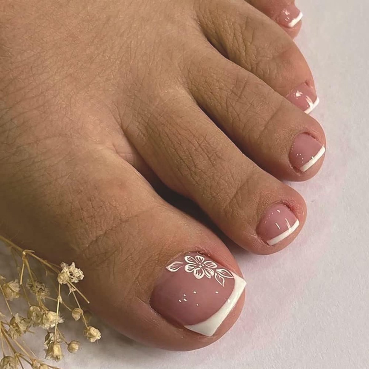 Kunstnagels, 24 stuks, vierkante bloemen, glinsterend, glanzend, korte nagels, acryl kunstnagels voor vrouwen (A)