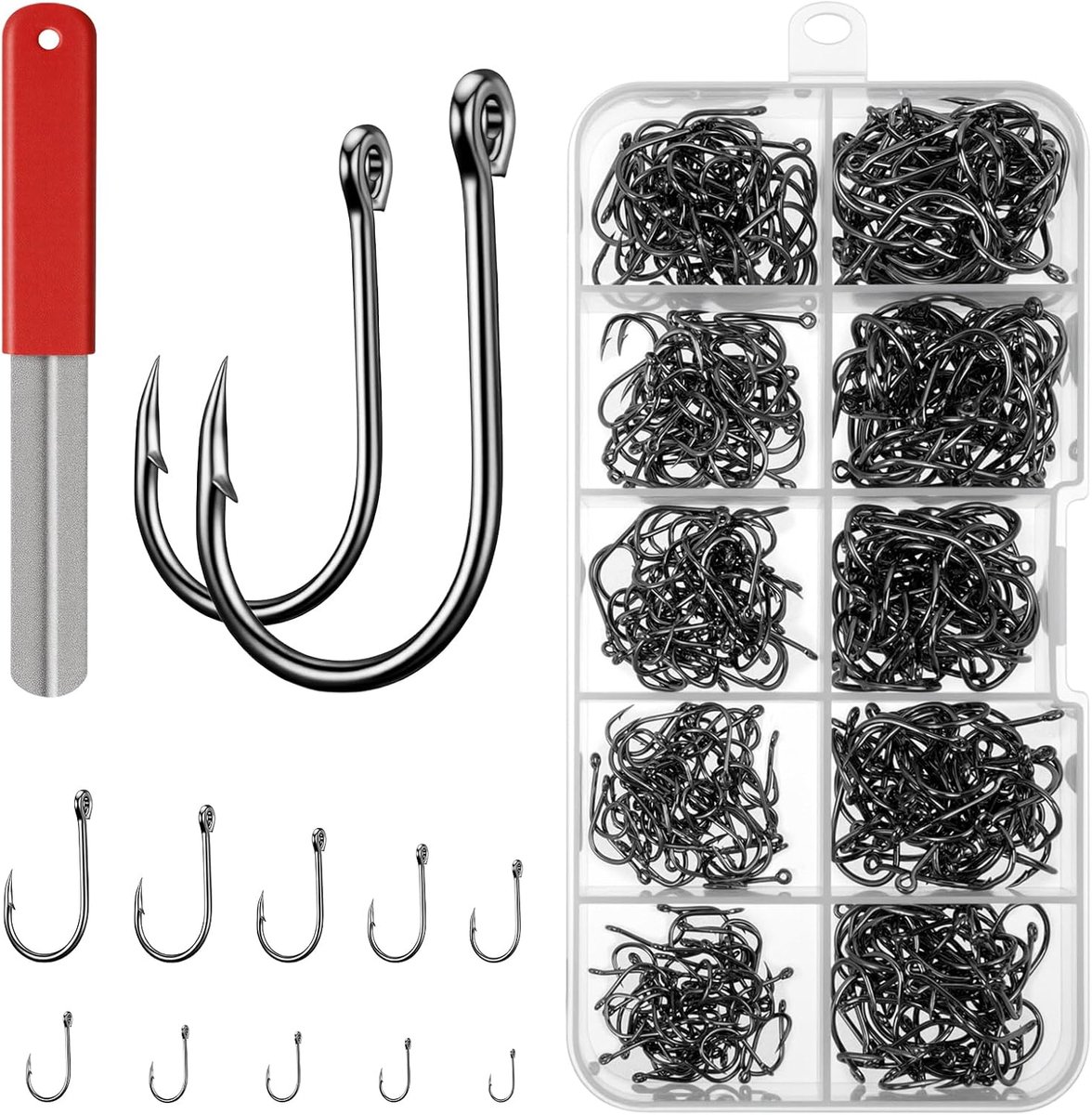 Vissen haken 500pcs - maat 3-12 - gebogen en brede opening - perfect voor karpervissen - ShopVlot