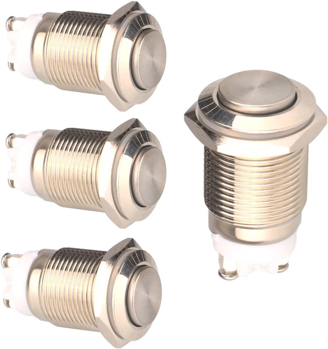 4stuks 16mm 12V/ 24V/ 125V/ 250V/ 5A Vergrendeling Drukknop Schroef Type Terminals Rvs Waterdichte Metalen Schakelaar (Hoge Kop)