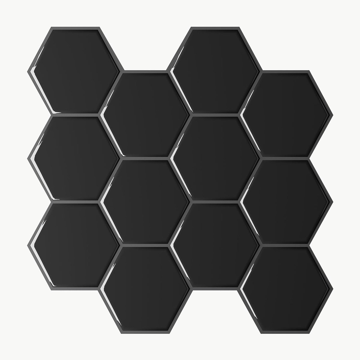 Tegelstickers, zwart, plaktegels, keuken, 12 stuks, badkamertegels, overplakken, keukentegels, muur, keukenachterwand, folie, zelfklevende tegels, badkamer, sticker, keukenfolie, zeshoekig