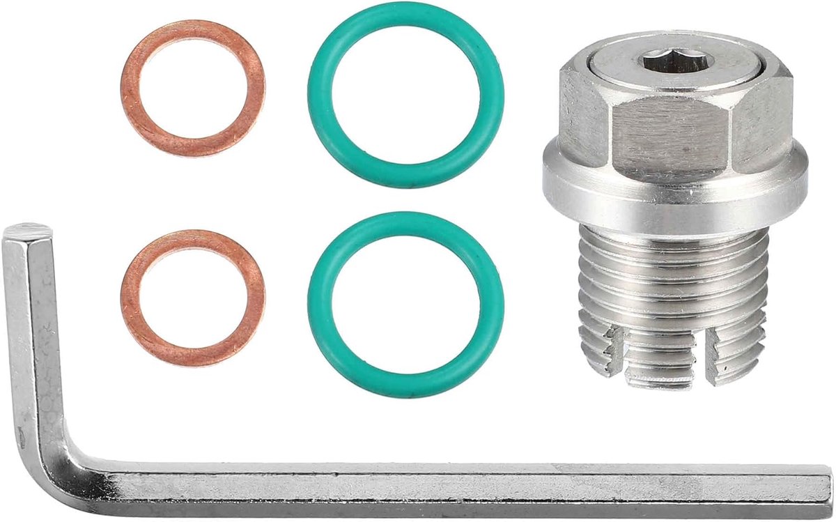 ABSOPRO 1 Set M16.1-1.5 x 15mm Auto Oversize Piggyback Olieafvoerplug Kit | zilver, M16 x 1,5, reparatie van oliebakken, CNC, afdichtring, O-ring, inbussleutel, stekker 19 x 26 mm, lengte 15 mm