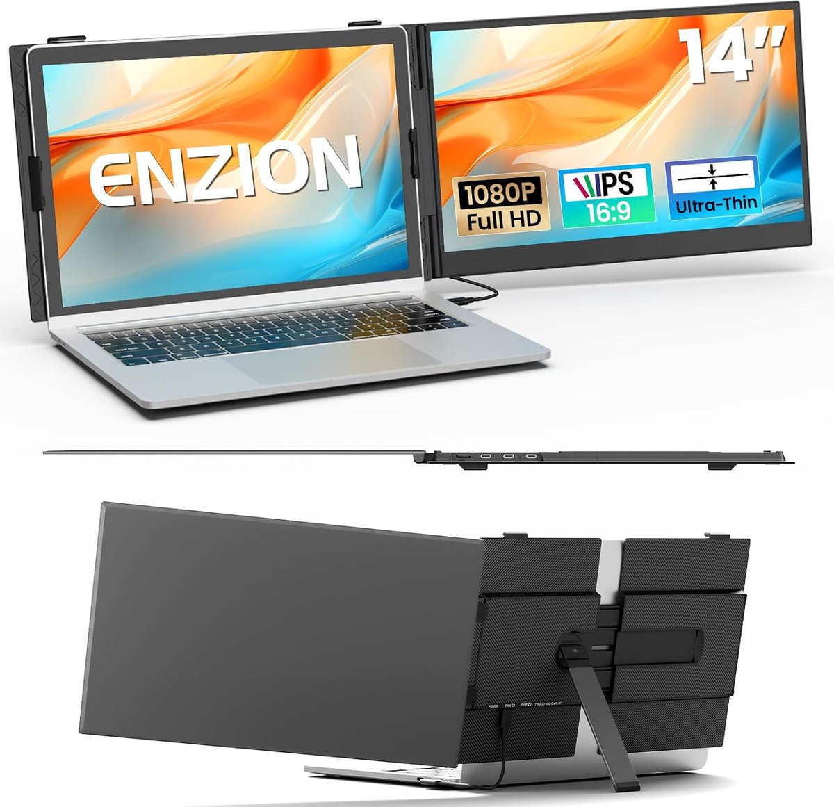 Laptop Screen Extender 14 Inch FHD 1080P - Ultra Dun & Lichtgewicht - Plug & Play - Ideaal voor Thuiswerk - ShopVlot