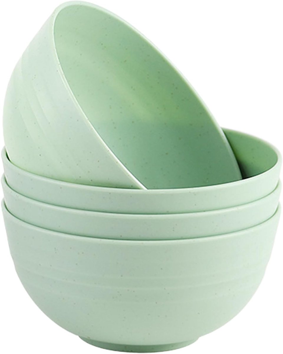 ontbijtkommen 4-delig, 700 ml plastic saladeschal, vaatwasser- en magnetronbestendig, lichte herbruikbare schaal voor rijstnoedelsoep snack salade fruit (Groen)