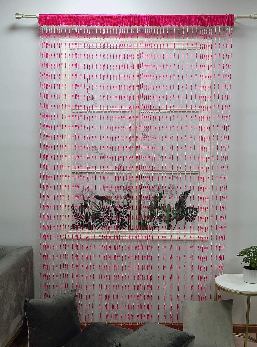 Acrylic Beaded Door Curtain Home Décor Tassel Room Divider Curtain (Rose, 100cm by 195cm)
