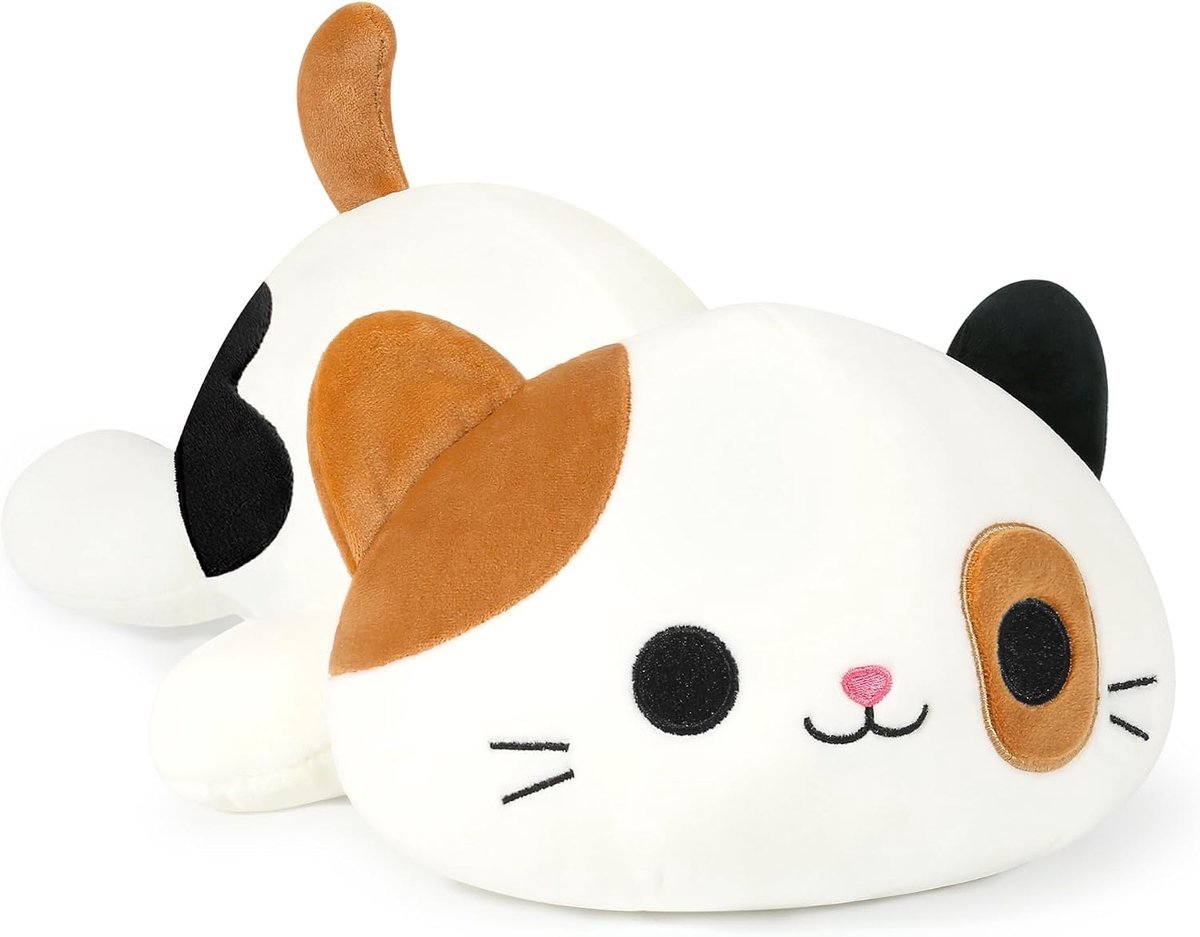 Kawaii Plüschkatze, Kuscheltier Stofftier Plüsch Kissen Plüsch Wurfkissen Geschenk voor Kinderen Meisjes 3+ Jaar (Bruin, 50 cm)
