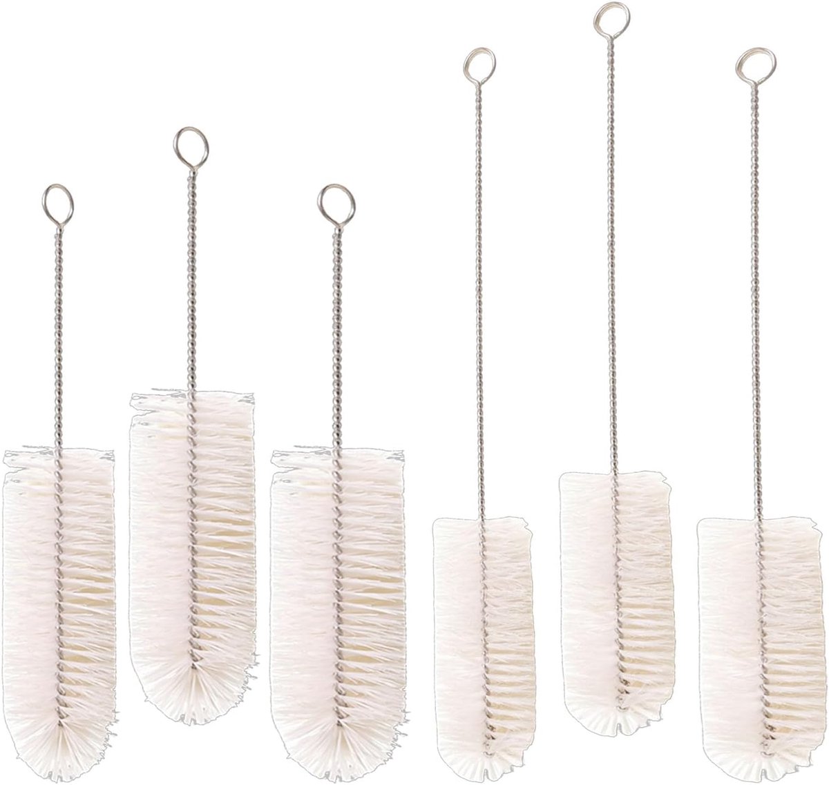 6 stuks reinigingsborstels, kleine flessenborstel, nylon rietje, borstel met roestvrijstalen handgreep, melkslangborstel, flexibele pijpreiniger, borstel, lange buisborstels voor glazen