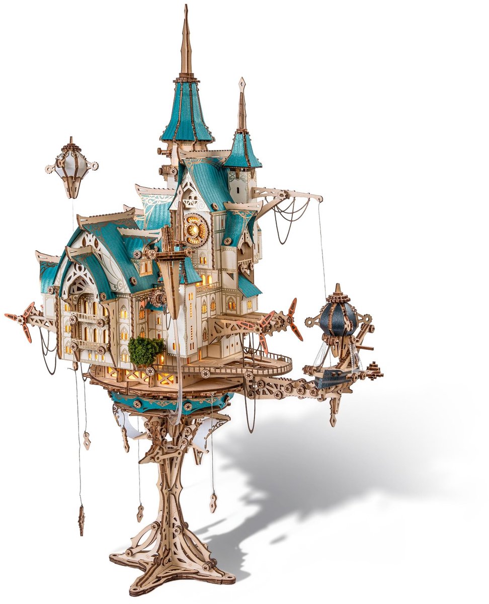 Omgoods - 3D Houten Puzzel Stoomkasteel Model voor Creatieve Bouwprojecten