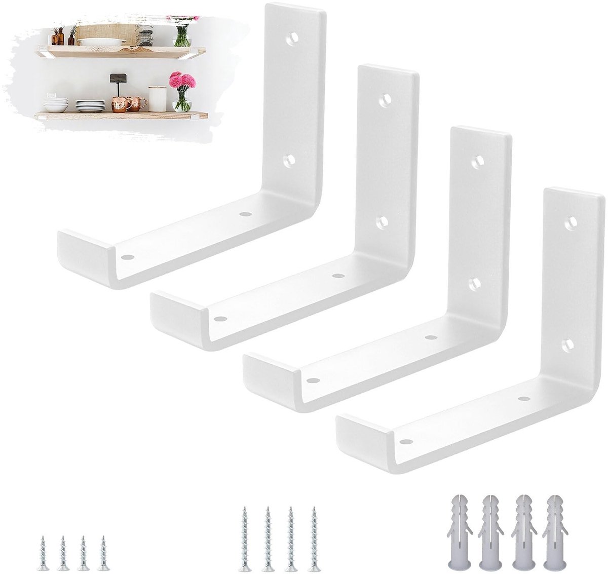 Omgoods - Set van 4 Zware Stalen Plankdragers met L-vorm