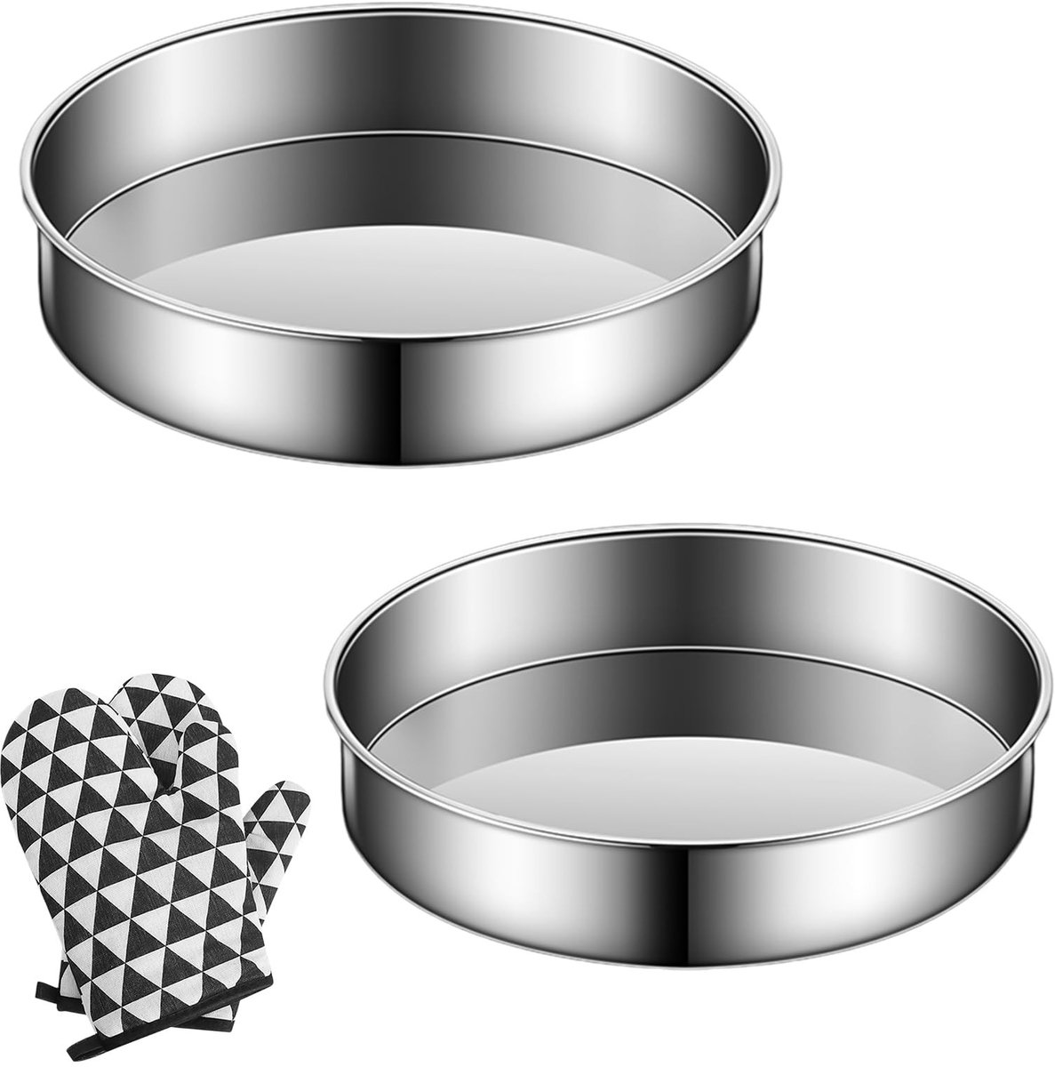 Omgoods - Set van 2 RVS Taartvormen, Rond met Antikleef Coating, 20 en 22 cm