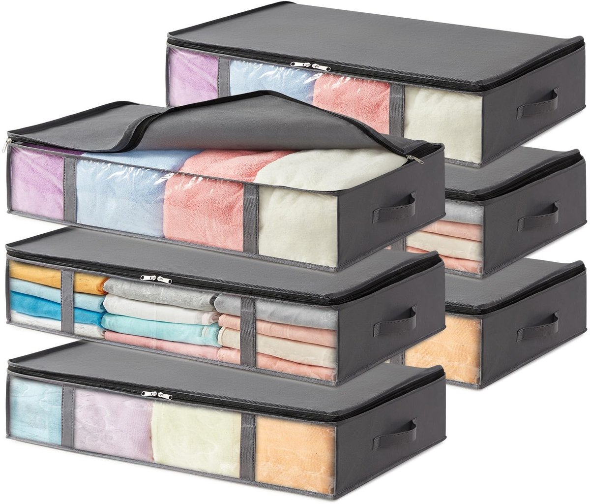 Omgoods - Set van 6 Onderbed Opbergcontainers met Venster