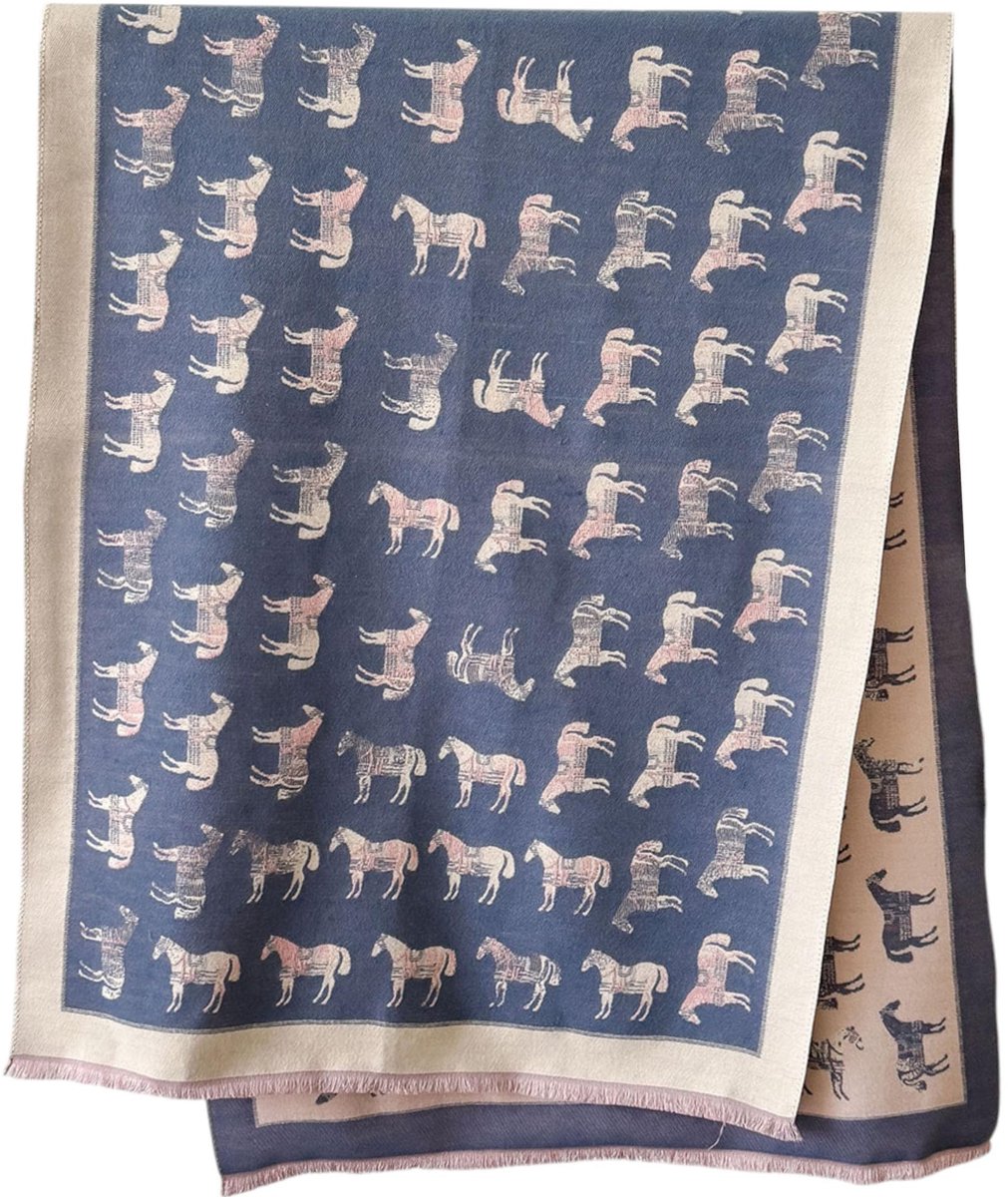 Omgoods - Pashmina Sjaal met Paardenprint, Supersoft en Warm voor Herfst en Winter