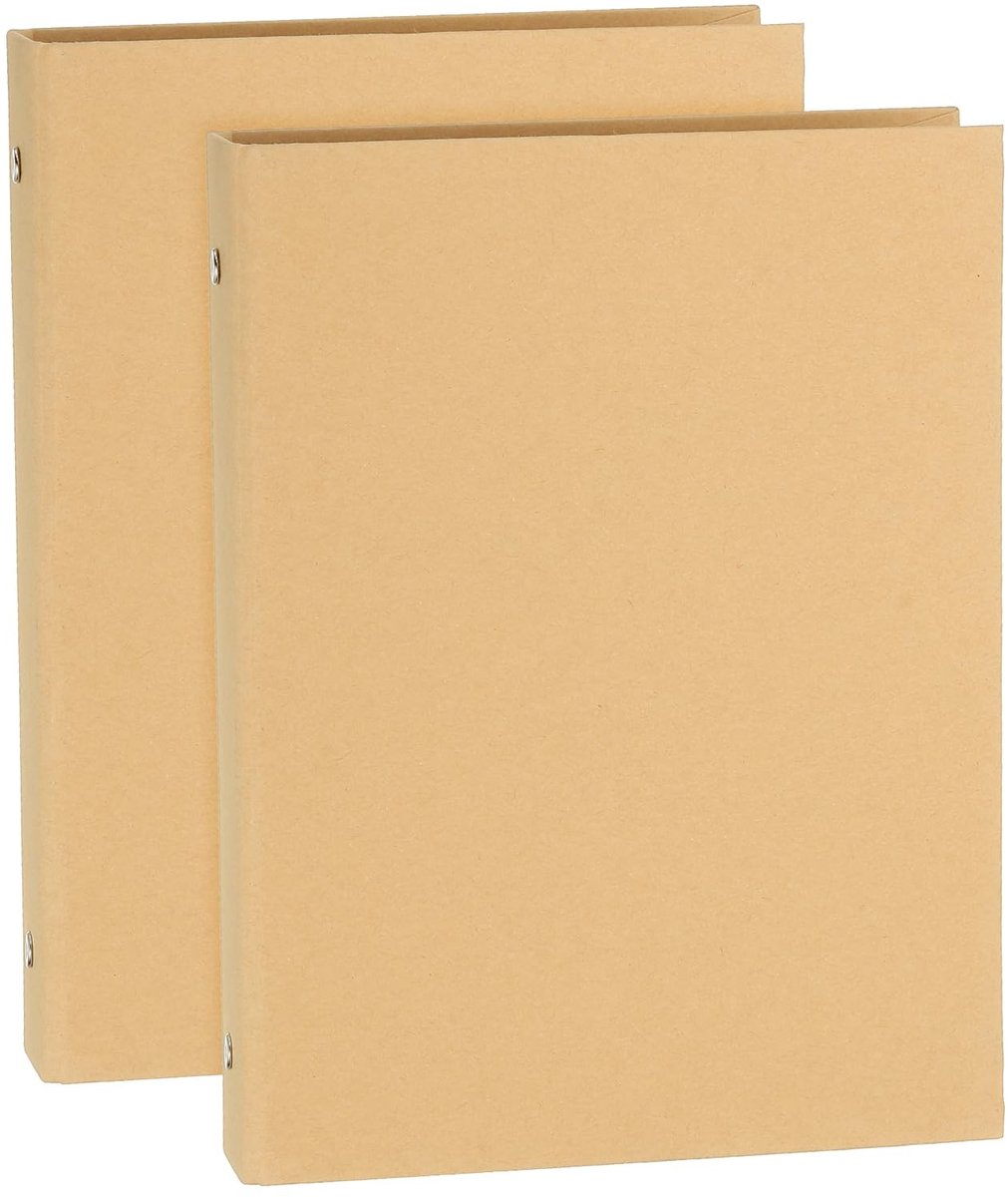 Omgoods - A5 Ringbandhoes, 2 Stuks, Kraft Papier met 6 Ronde Ringen