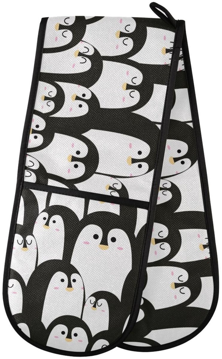 Omgoods - Dubbele Ovenhandschoenen met Pinguïn - Hittebestendig Gevoerd