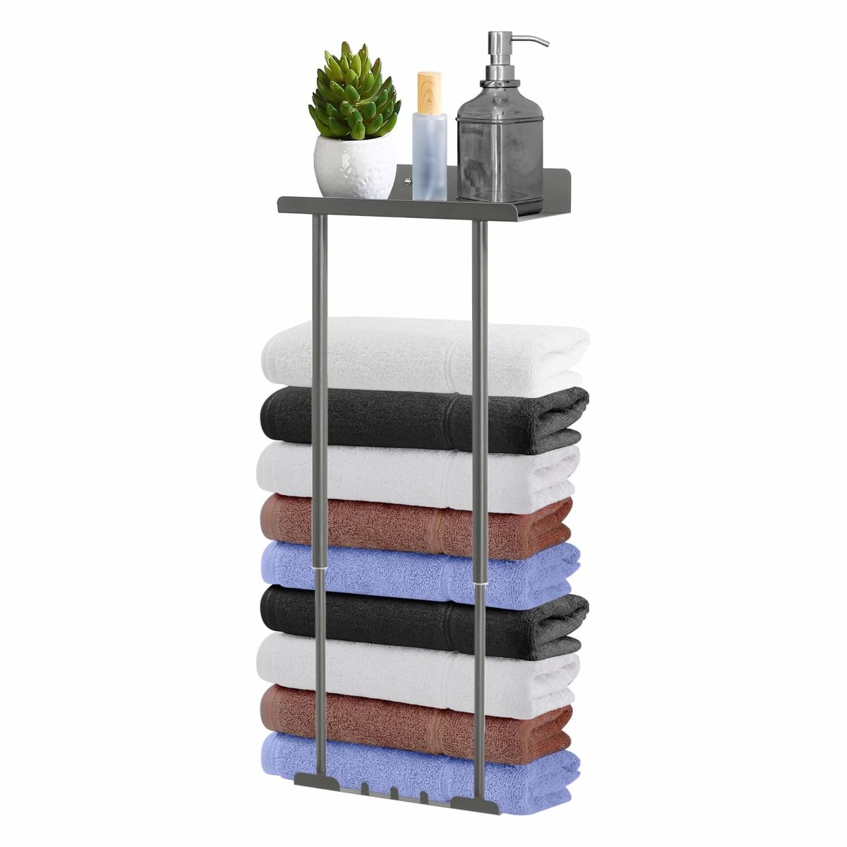 Omgoods - Wandgemonteerde Handdoekrek met Verstelbare Planken