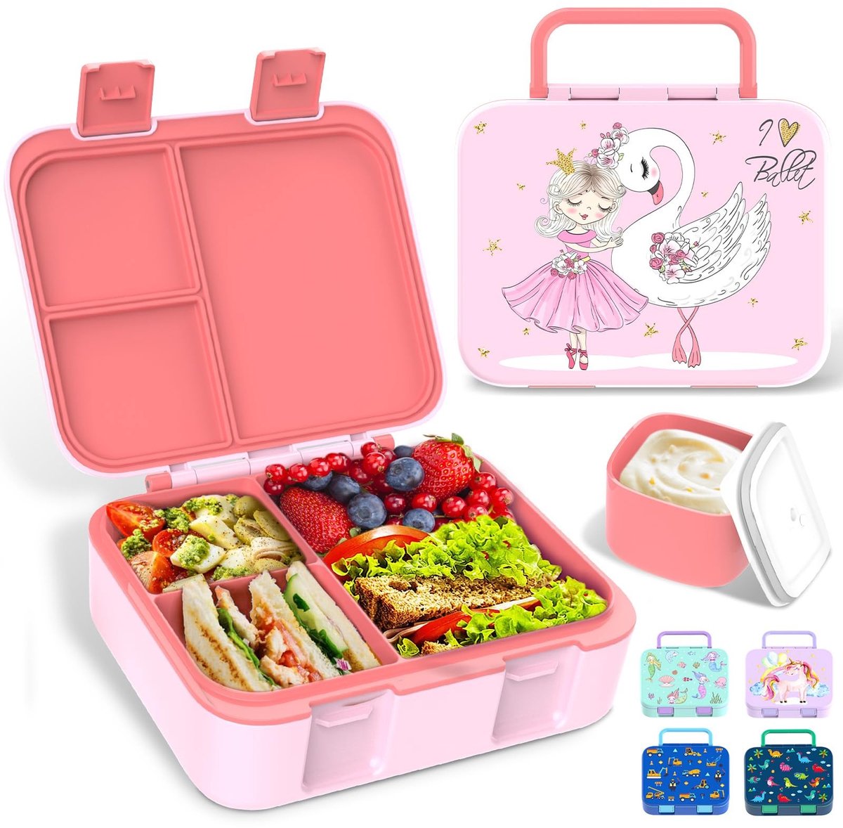 Omgoods - Bento Lunchbox voor Kinderen met Meerdere Compartimenten en Sauspot