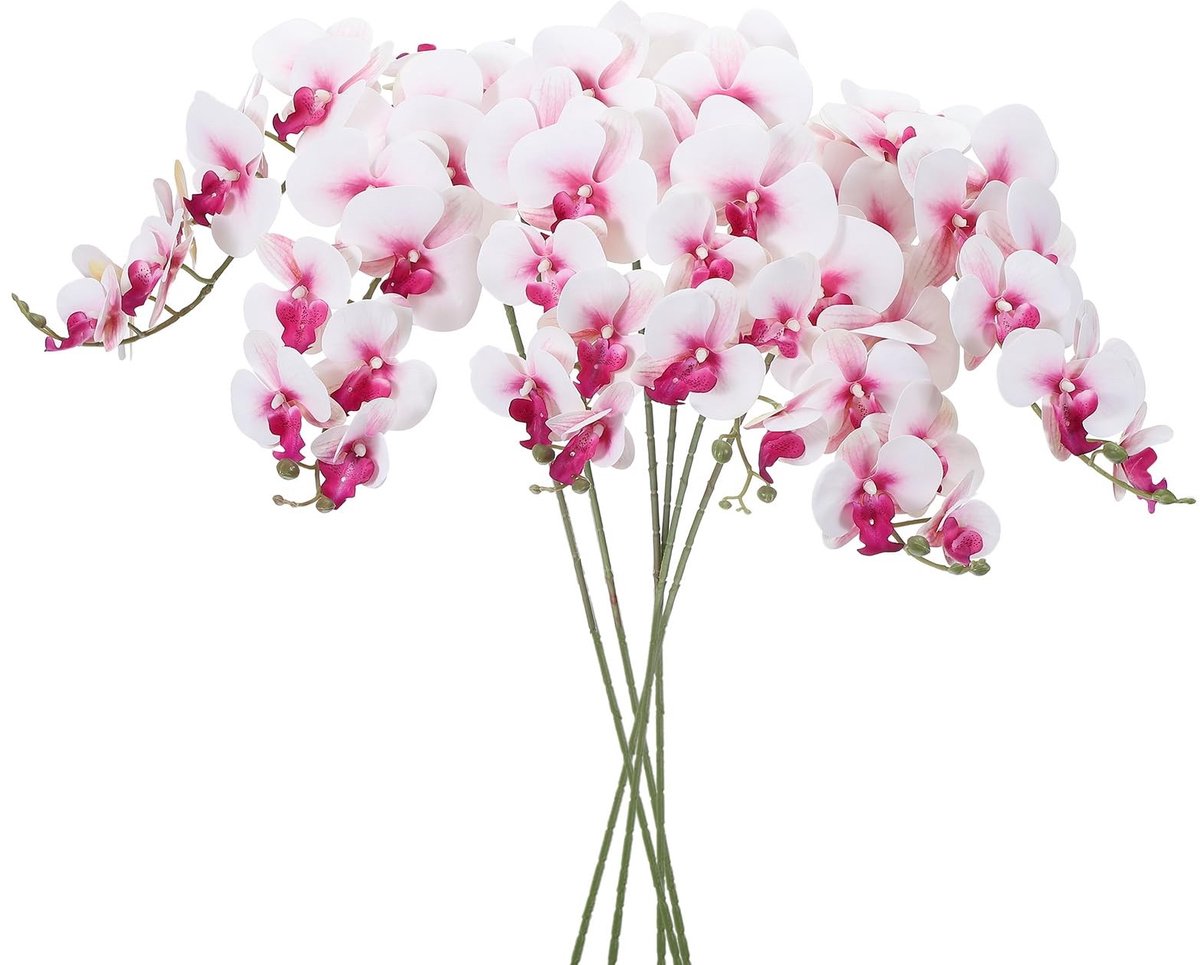 Omgoods - Set van 6 Kunstmatige Orchideeën Stelen voor Decoratie