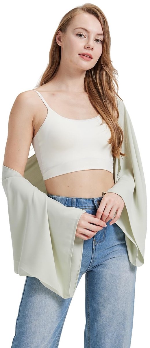 Omgoods - Chiffon Sjaal voor Dames met Dubbele Mouwen Design