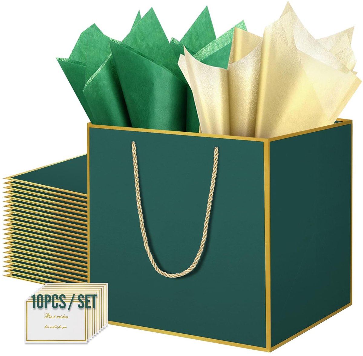 Omgoods - Geschenkzakjes - 30 x 30 x 30 cm in Groen - 10 Stuks voor Verjaardag en Feest