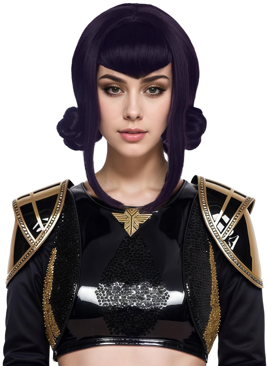 Omgoods - Korte Zwarte en Diep Paarse Cosplay Perücke voor Vrouwen