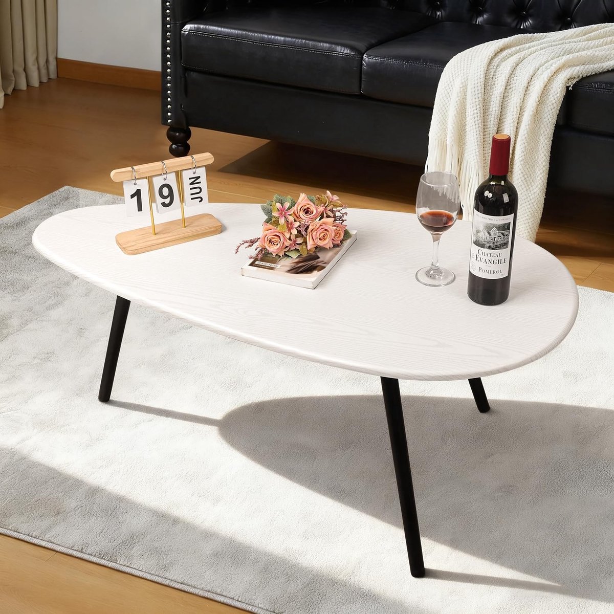 Omgoods - Grote Ovalen Koffietafel van Espresso Hout voor Modern Interieur