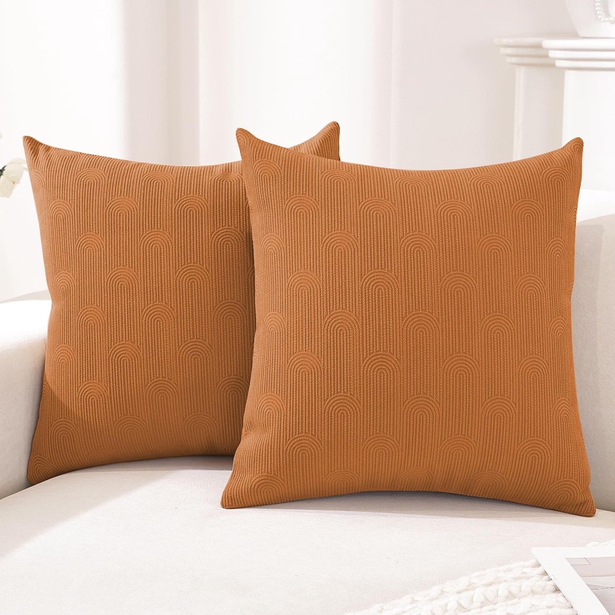 Omgoods - Set van 2 Kussenhoezen 45 x 45 cm voor Woonkamer en Slaapkamer Oranje
