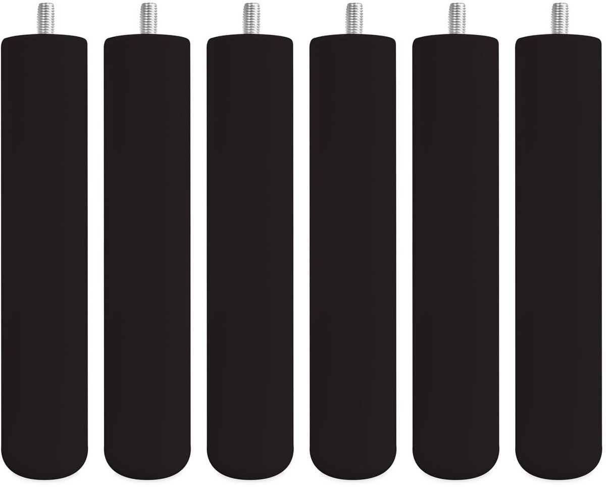 Omgoods - Set van 6 Cilindrische Houten Meubelpoten - 25 cm Hoog - Wengé