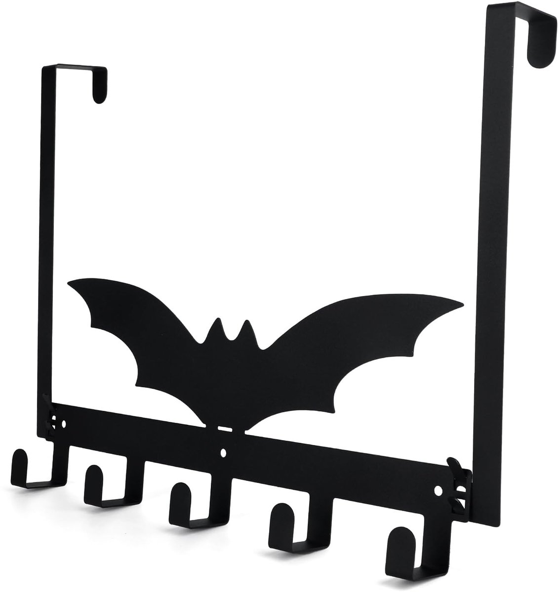 Omgoods- Deurklinkhaken Zwart - Gotenische Bat Deurbeugel - 5 Haken - Voor Halloween Decoraties - Inclusief Schroeven - 37.5 x 26.5 cm - Deurophanghaak