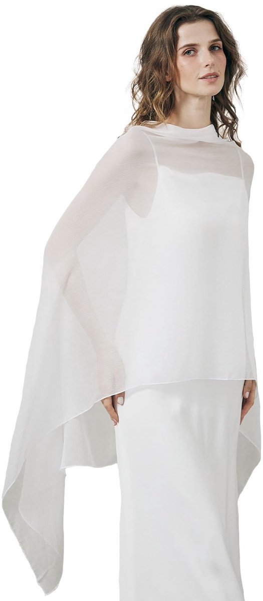 Omgoods - Luxe Chiffon Avond Sjaal voor Dames in Ivoor