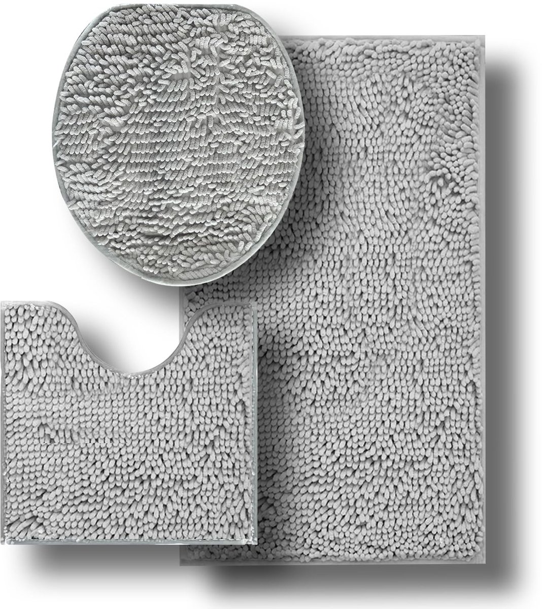 Omgoods - Chenille 3-delige badmat set voor toilet en badkamer
