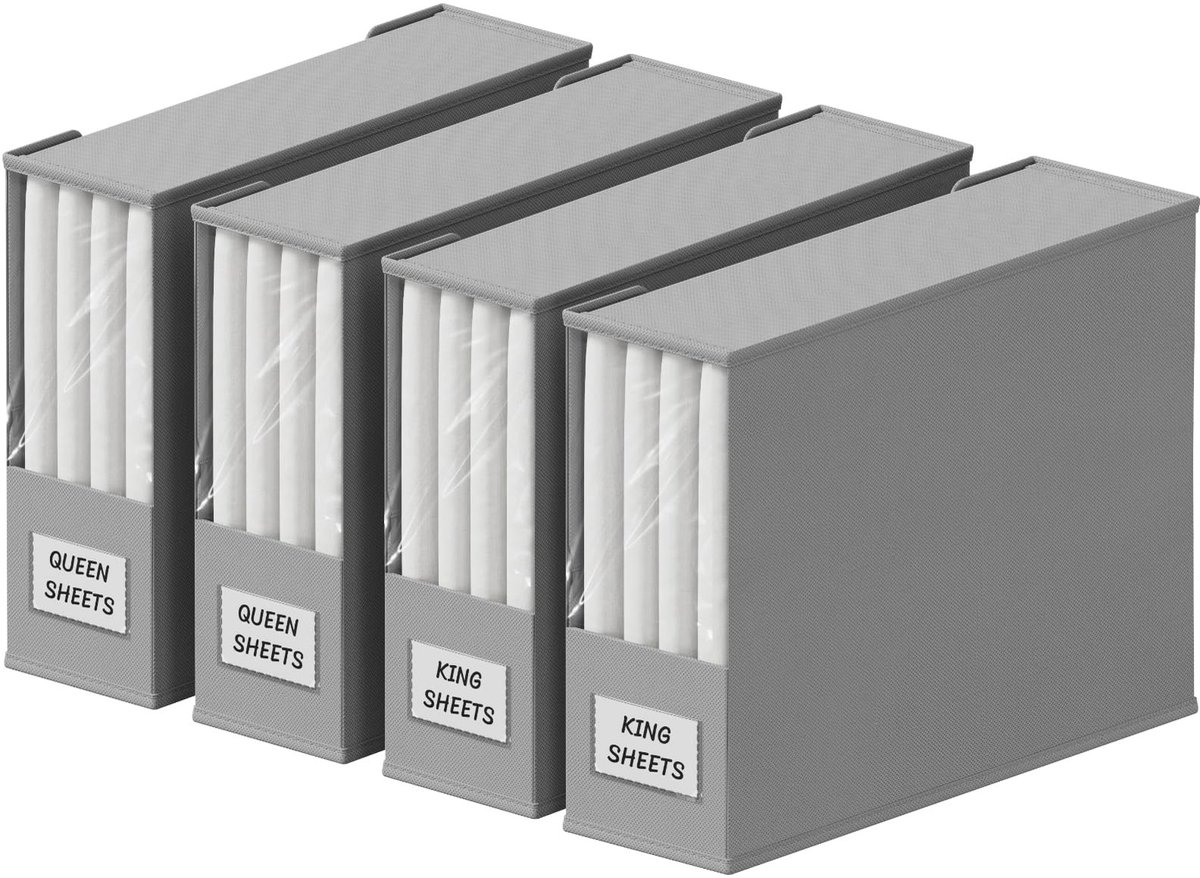 Omgoods - Set van 4 Opvouwbare Dekbed Opbergtassen met Transparant Venster