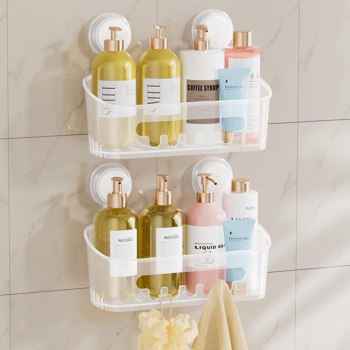 Omgoods - Set van 2 Badkamer Organizer met Zuignap - Transparant