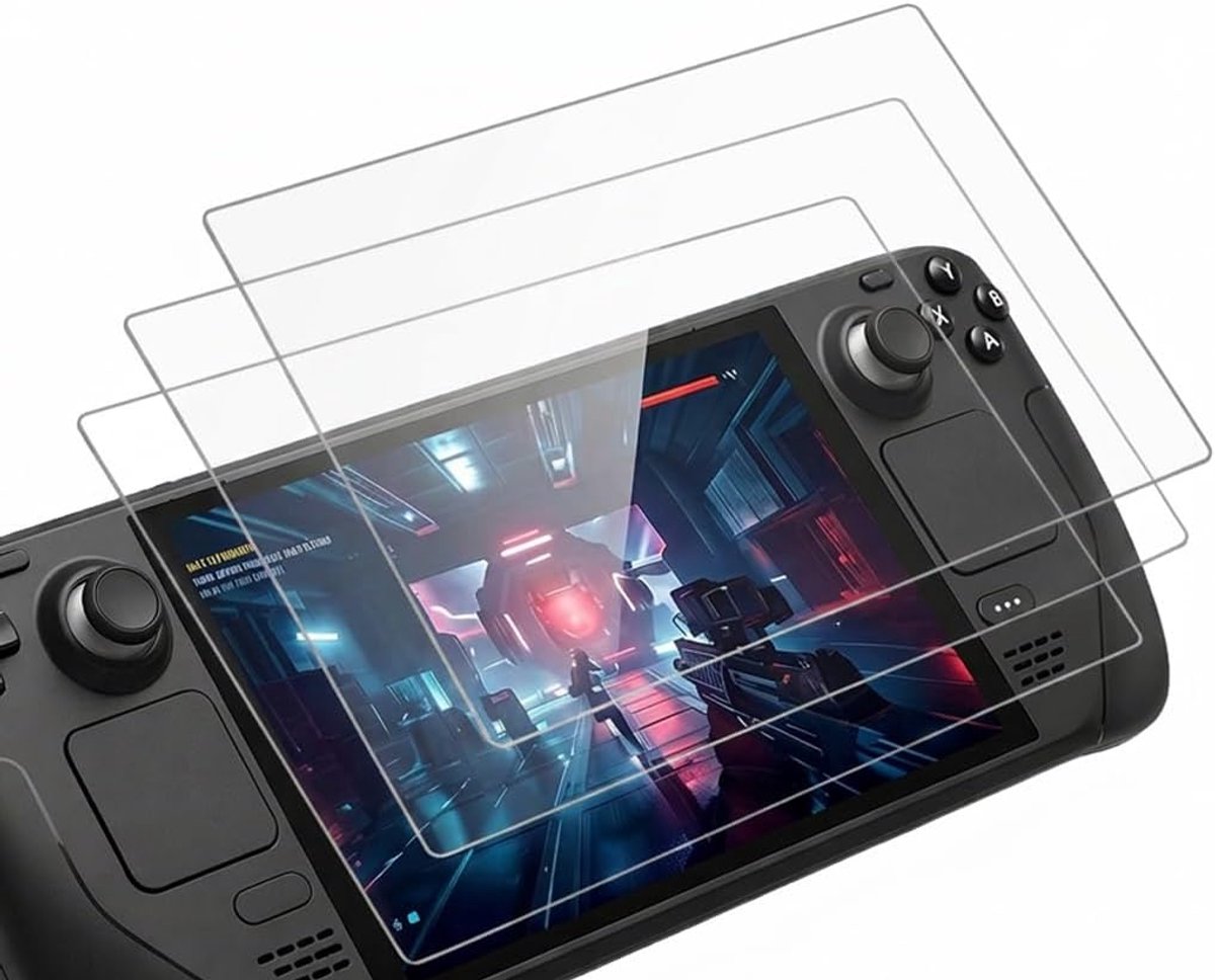 Anti-reflecterend gehard glas, compatibel met Steam Deck LCD & OLED [3 stuks] displaybeschermfolie 9H hardheid, volledige afdekking krasbestendig, eenvoudige installatie zonder luchtbellen