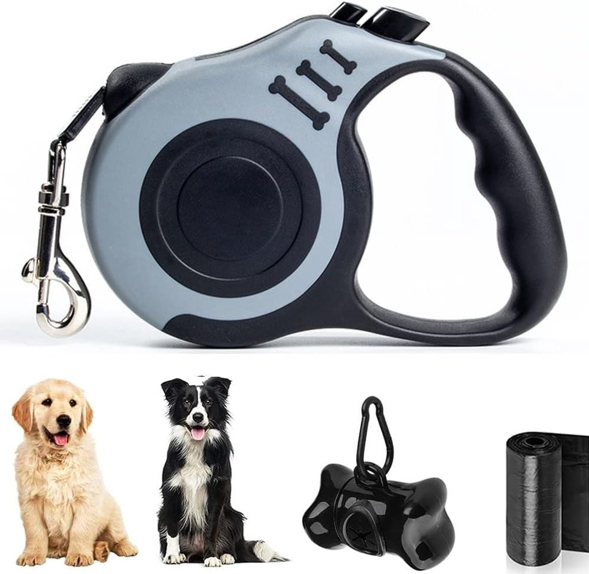 Intrekbare hondenriem 5 m - rollijn voor grote honden - antislip handgreep - ideaal voor wandelen - ShopVlot