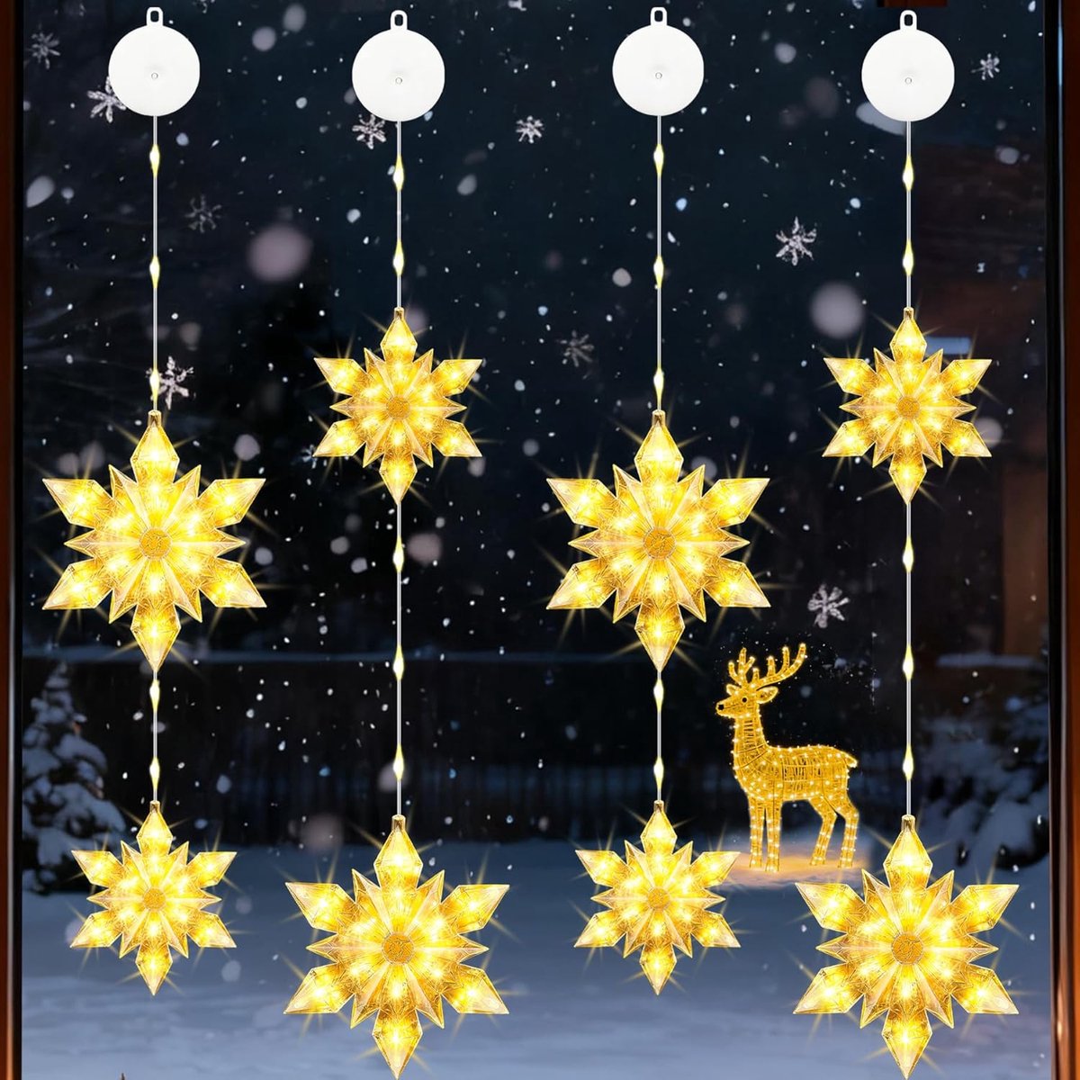 4 stuks led-kerstverlichting, helder gordijn voor kerstfeest, decoratie