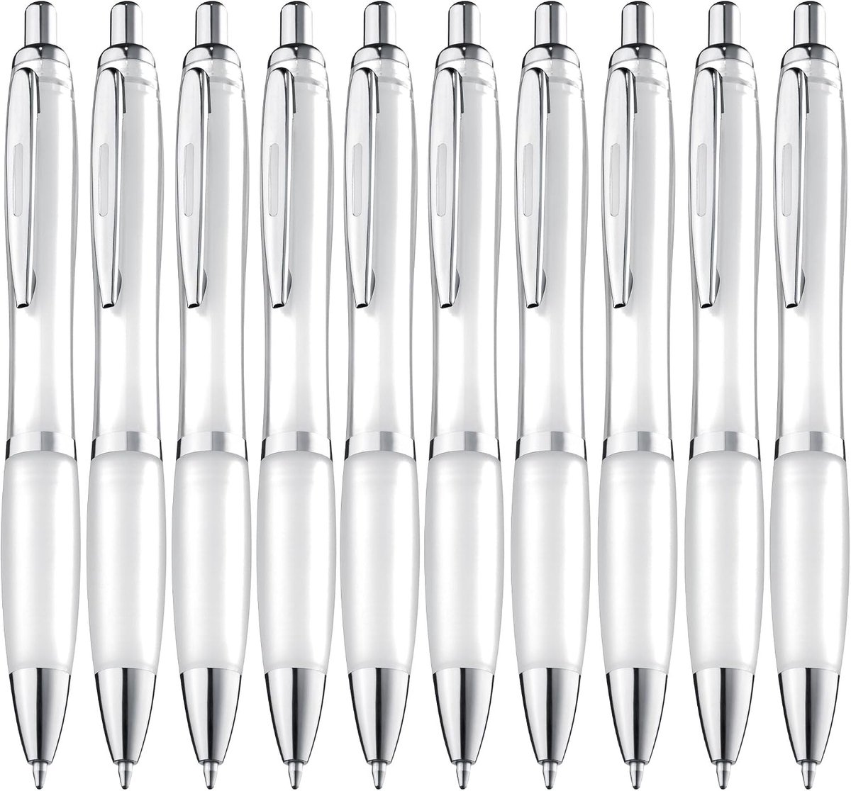 balpenset, 10 stuks, premium hoogwaardig, antislip pen voor eenvoudig en zacht schrijven, blauwschrijvend wit