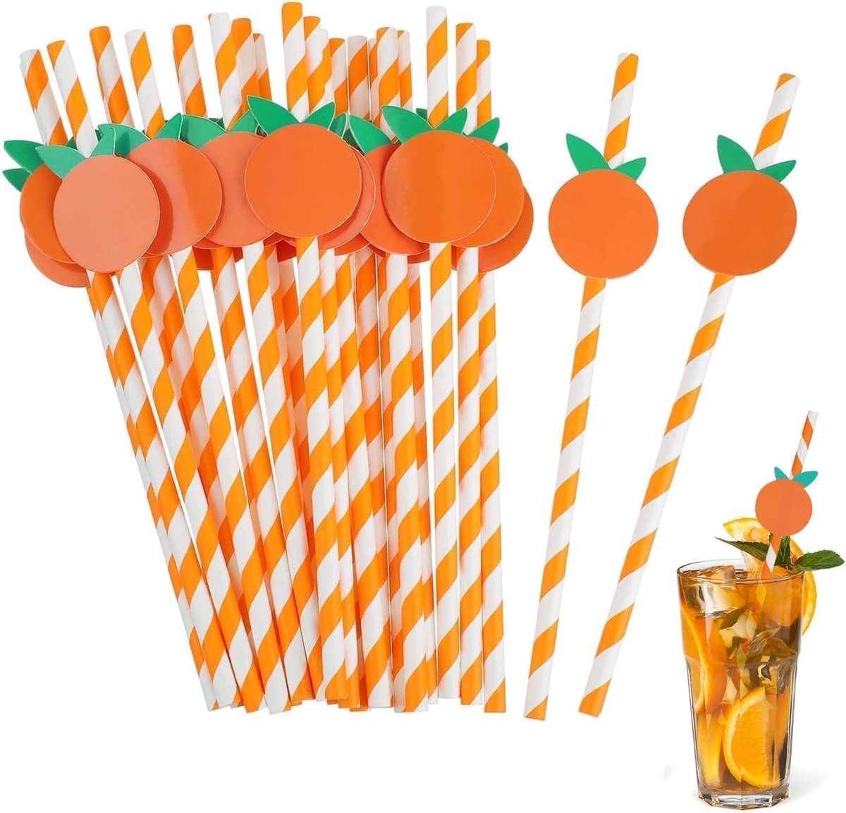 Rietjes, 50 stuks, papieren rietjes, papier, natuurlijk papier, rietjes, papieren rietjes, biologisch afbreekbaar voor Kerstmis, feesten, bruiloft, cocktail